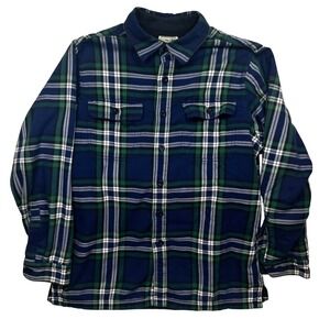 LL Bean Shirt Mens M blue Plaid Flannel Traditional Fit Long Sleeve Cotton